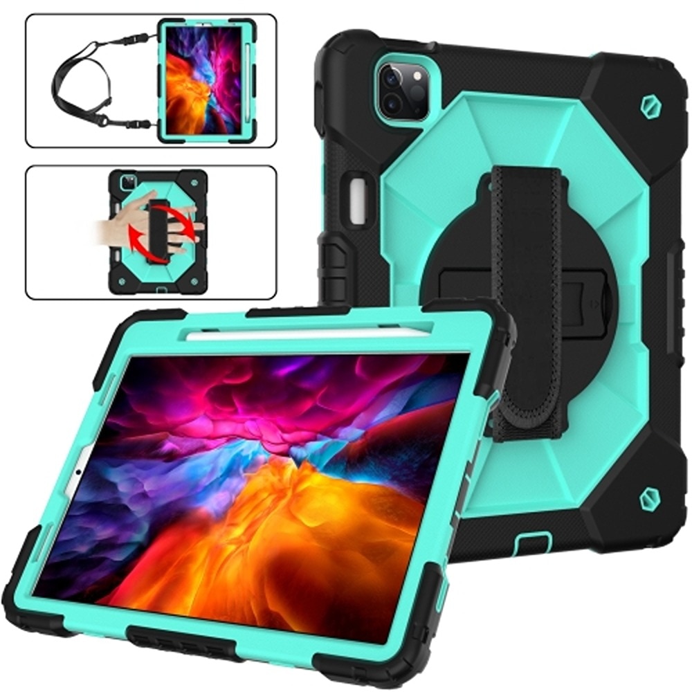 Husa tableta pentru iPad Pro 11, verde, cu suport si curea reglabila, trei straturi de protectie