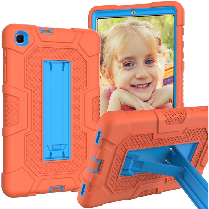 Samsung Galaxy Tab A 8.0"-os tok, páncélozott, narancssárga állvánnyal