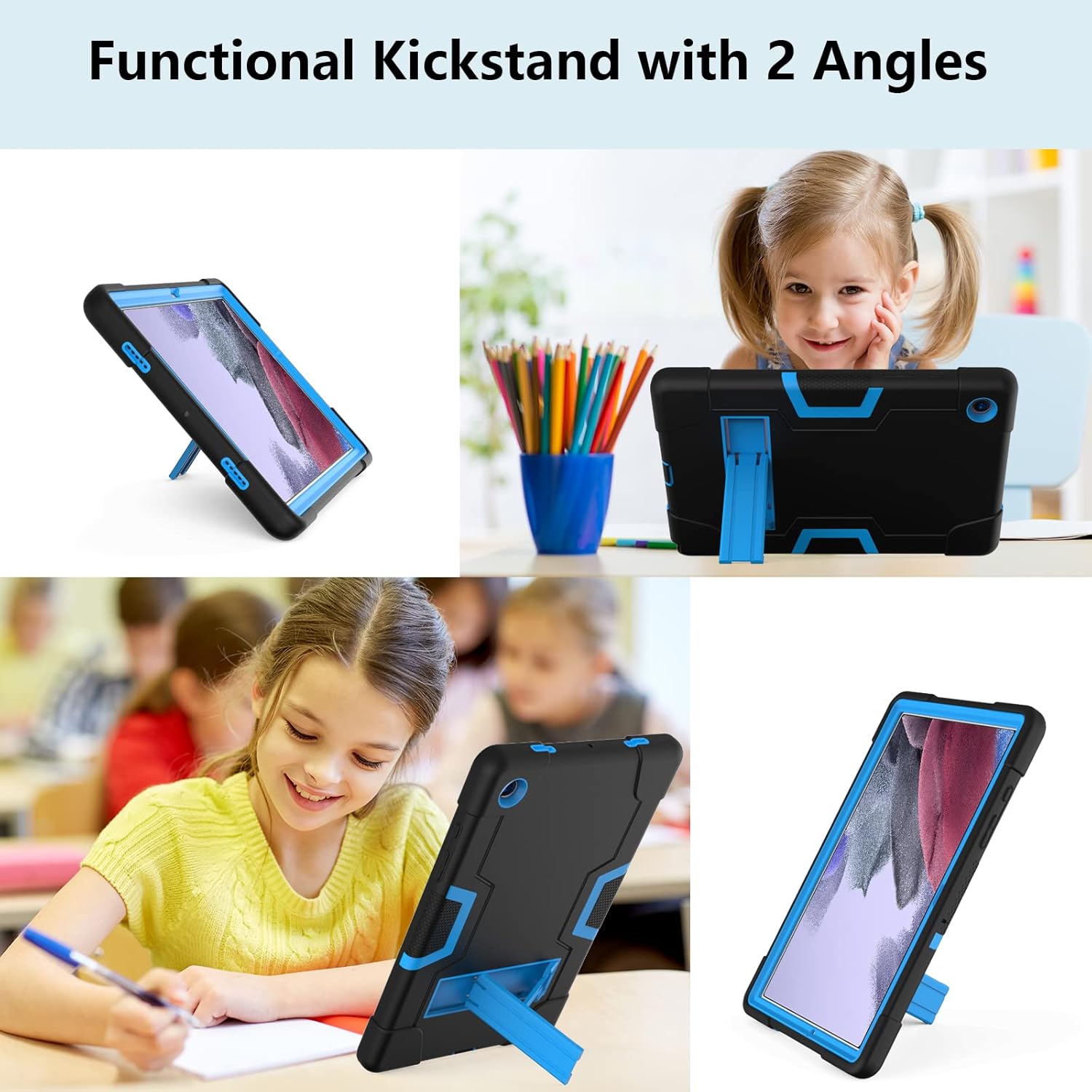 Husa pentru tableta, Samsung Galaxy Tab A 8.4", cu suport, negru/albastru