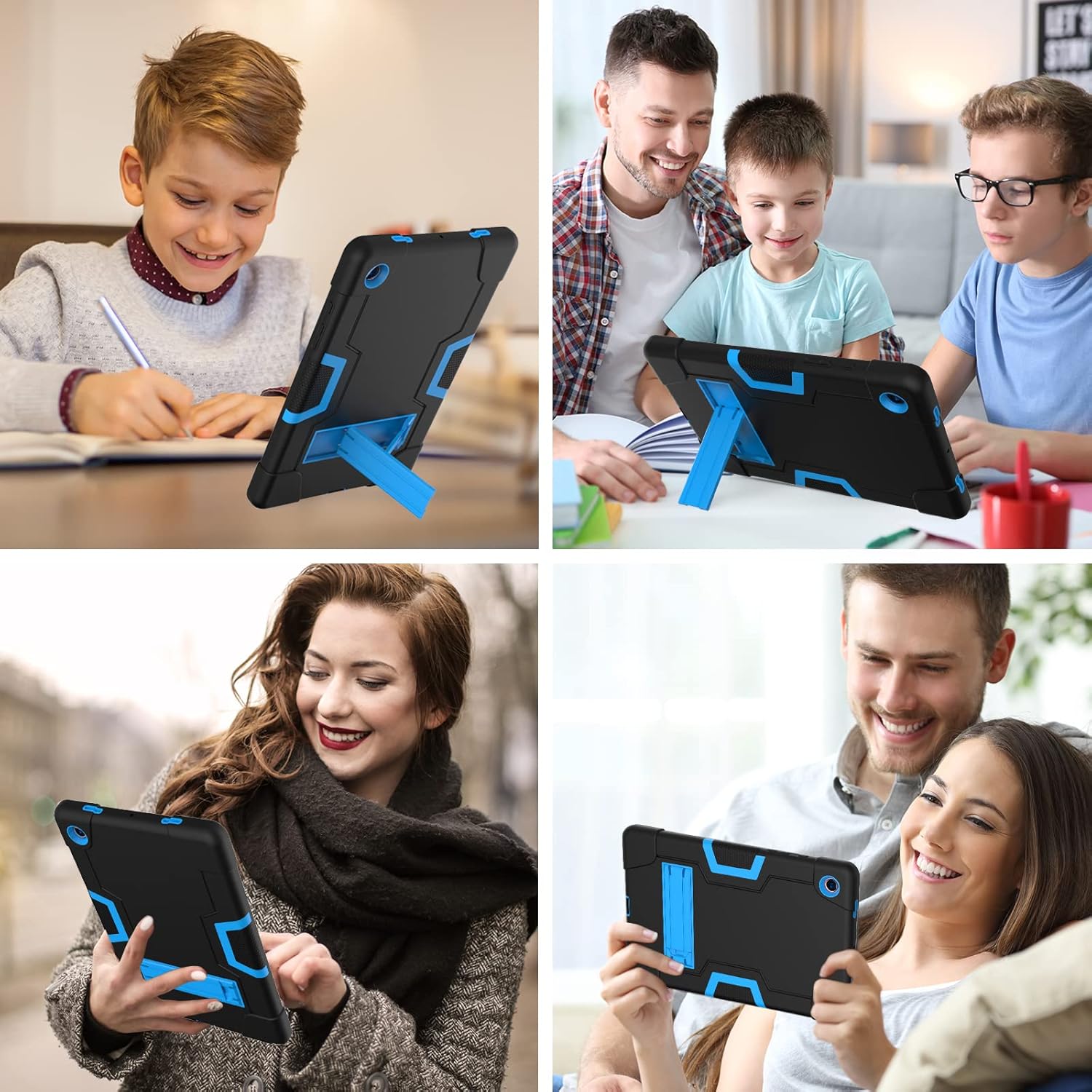 Husa pentru tableta, Samsung Galaxy Tab A 8.4", cu suport, negru/albastru