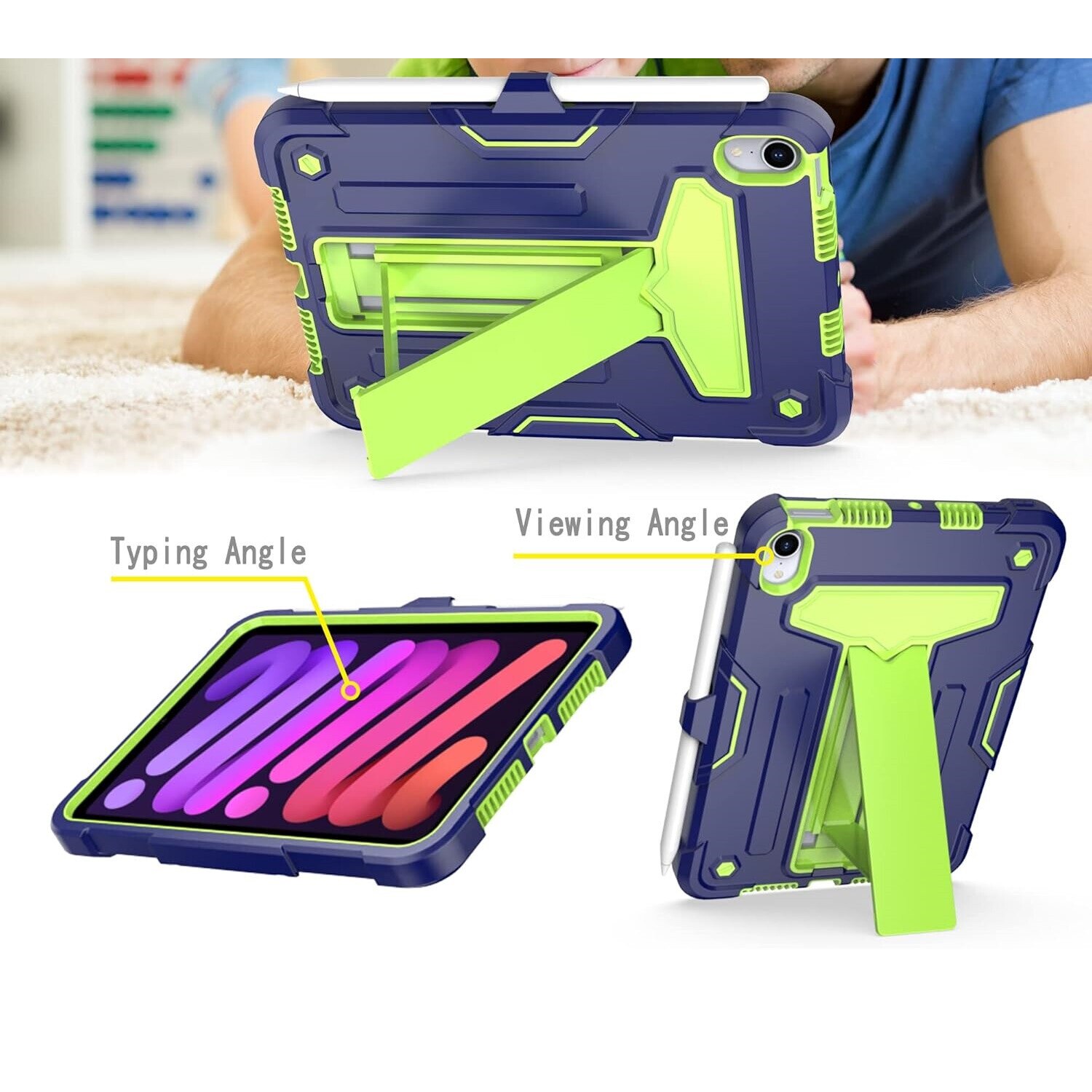 Husa pentru tableta, iPad Mini 6 8.3", cu suport, granat, 3 piese