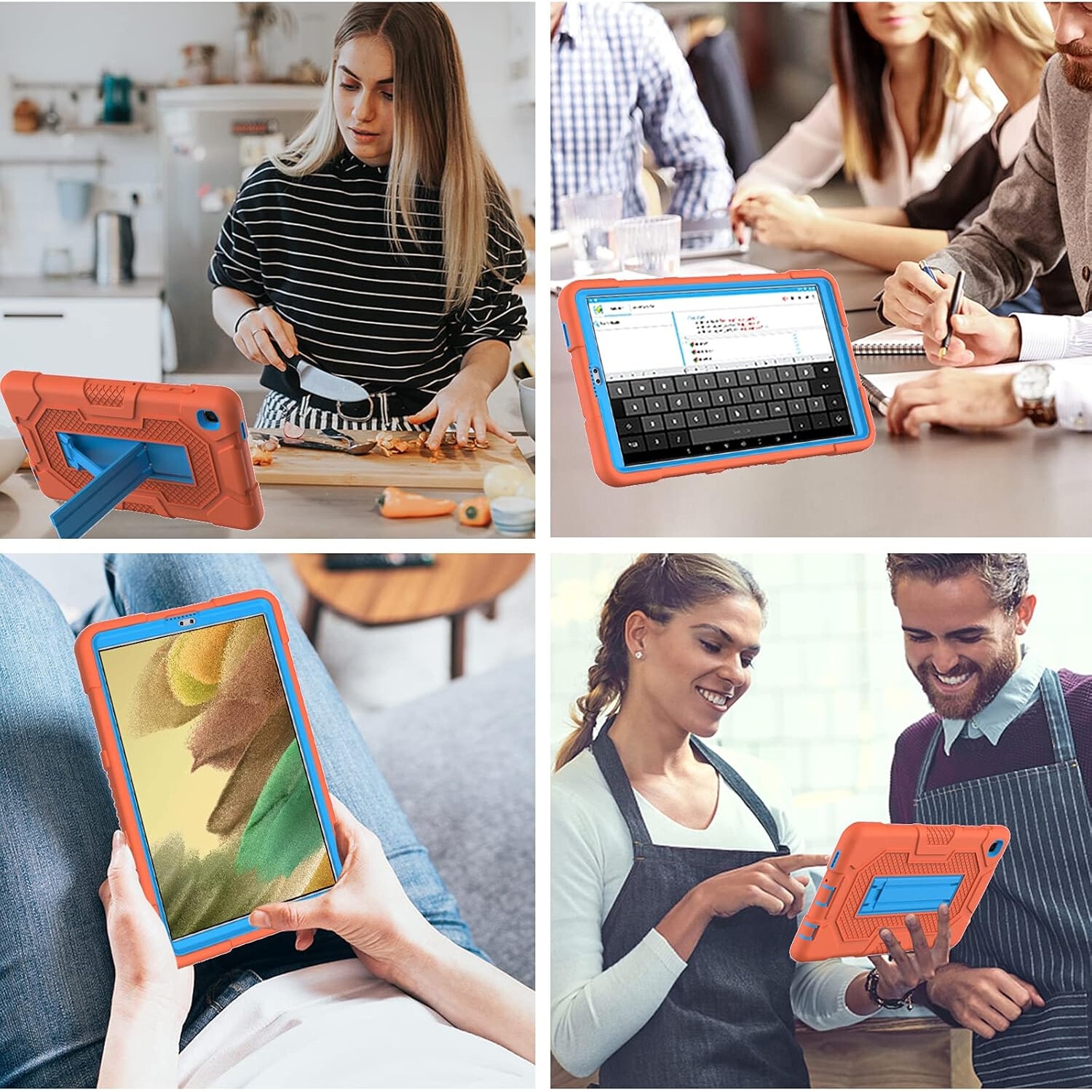 Husa pentru Tableta 8.7", Portocalie, cu Suport
