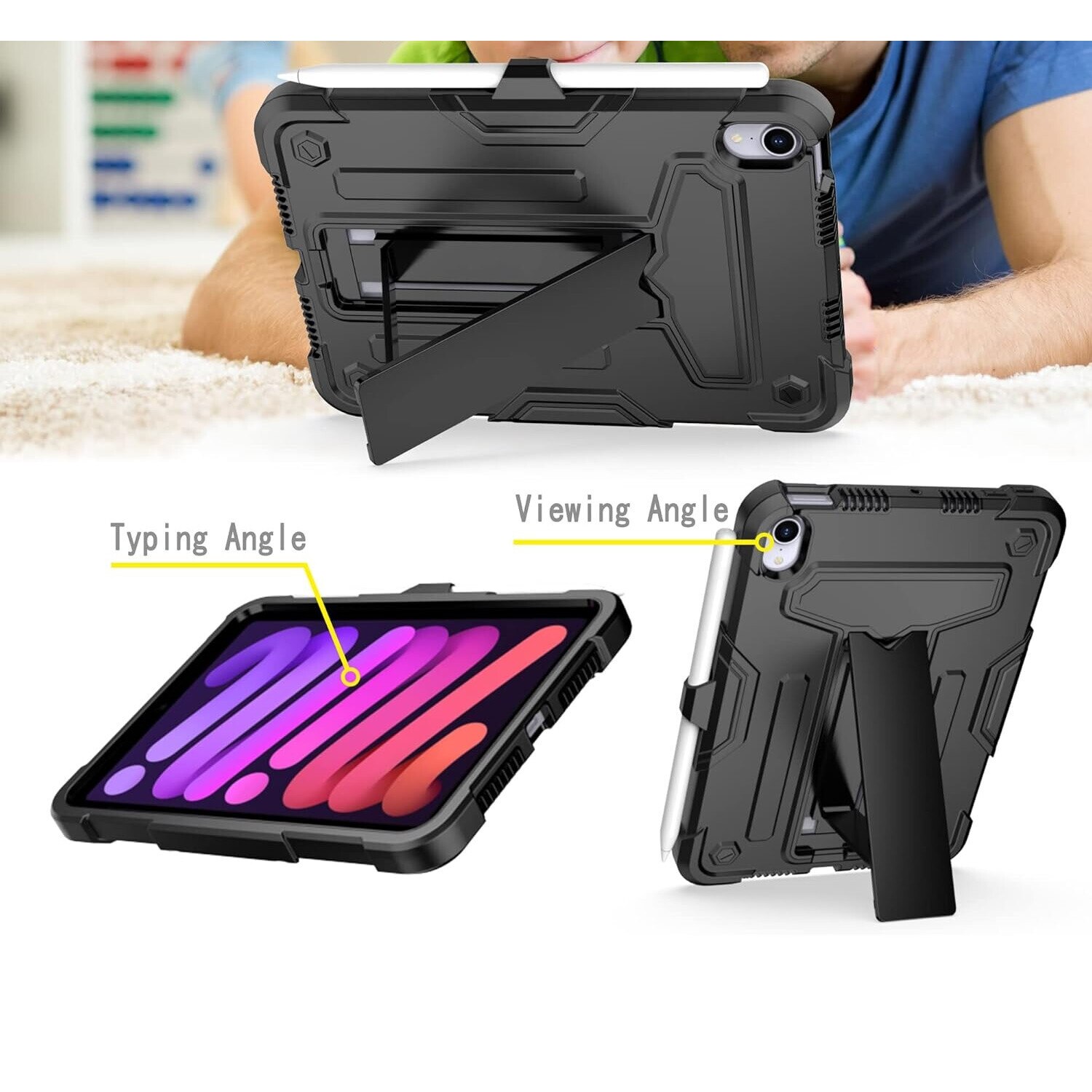 Husa pentru iPad Mini 6 8.3", cu suport, Negru
