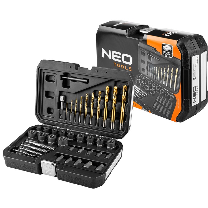 Set de unelte pentru extragerea suruburilor deteriorate, NEO TOOLS, 40 elemente