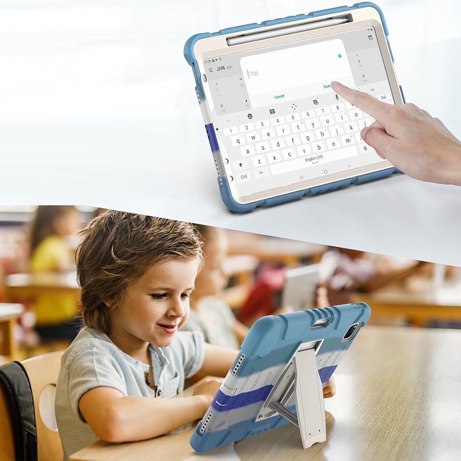 Husa iPad Pro 5/4/3 12,9" cu suport si suport pentru creion Albastru