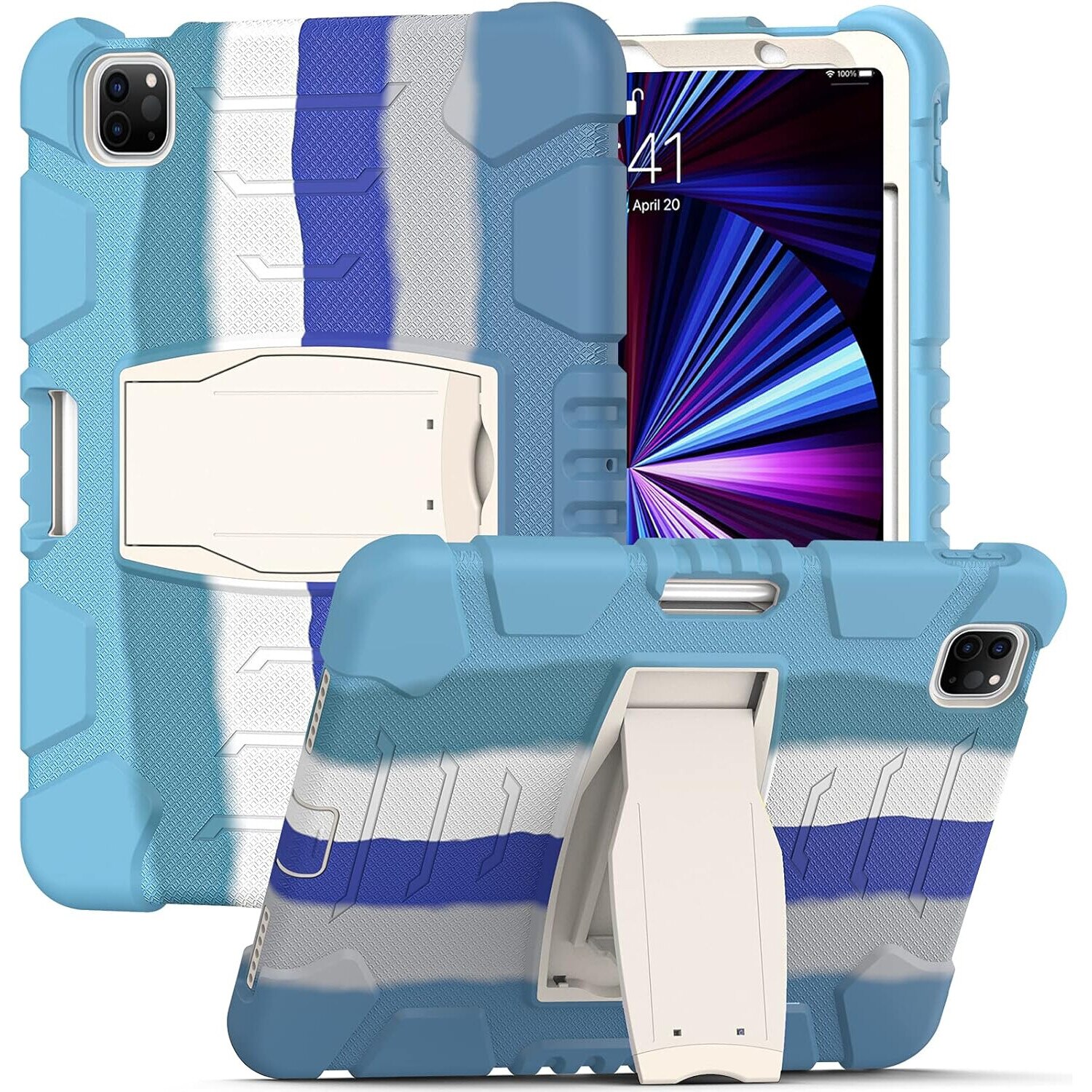 Husa iPad Pro 5/4/3 12,9" cu suport si suport pentru creion Albastru