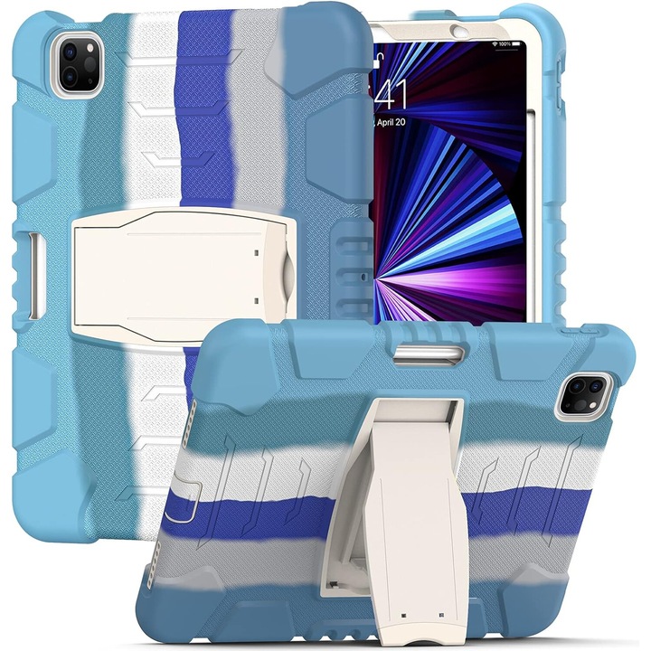Husa iPad Pro 5/4/3 12,9" cu suport si suport pentru creion Albastru