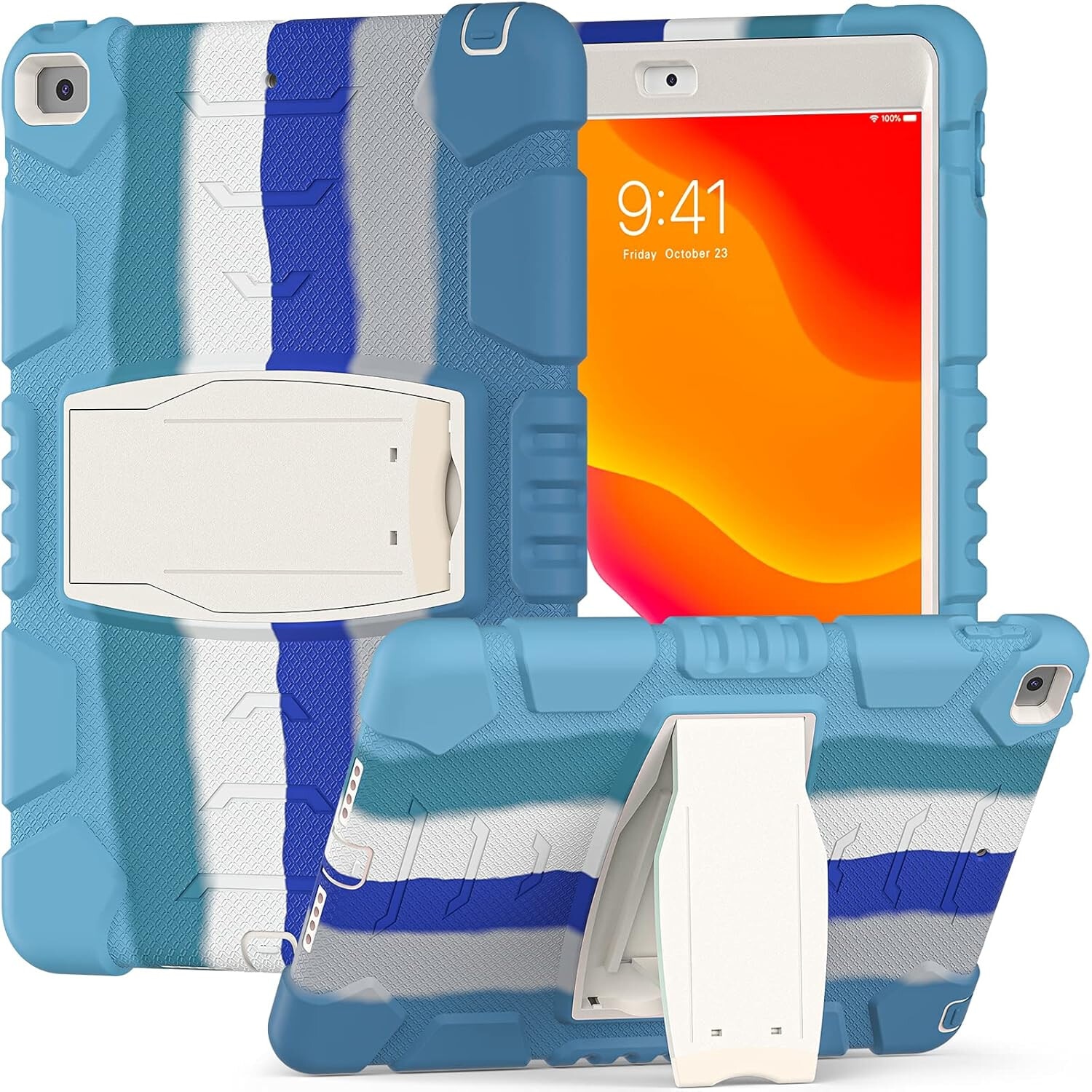 Husa tableta cu suport pentru iPad 10.2" 9/8/7, albastra, 3 piese