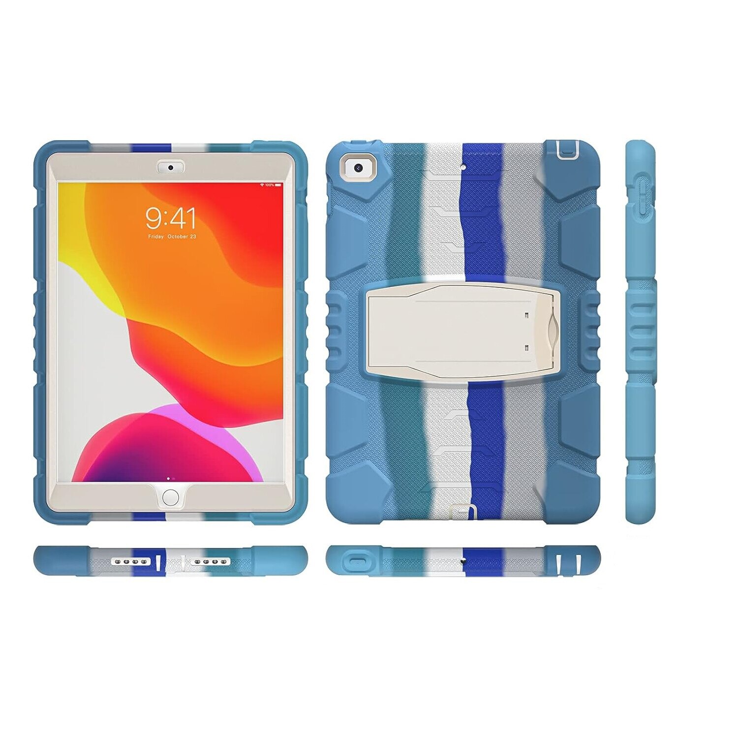 Husa tableta cu suport pentru iPad 10.2" 9/8/7, albastra, 3 piese
