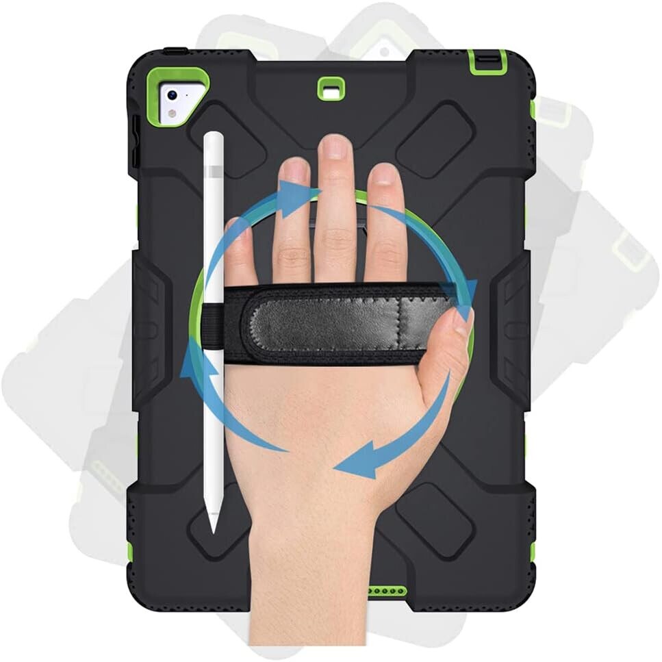Husa tableta Pancerne cu suport rotativ, 10.2", neagra, trei straturi, protectie completa