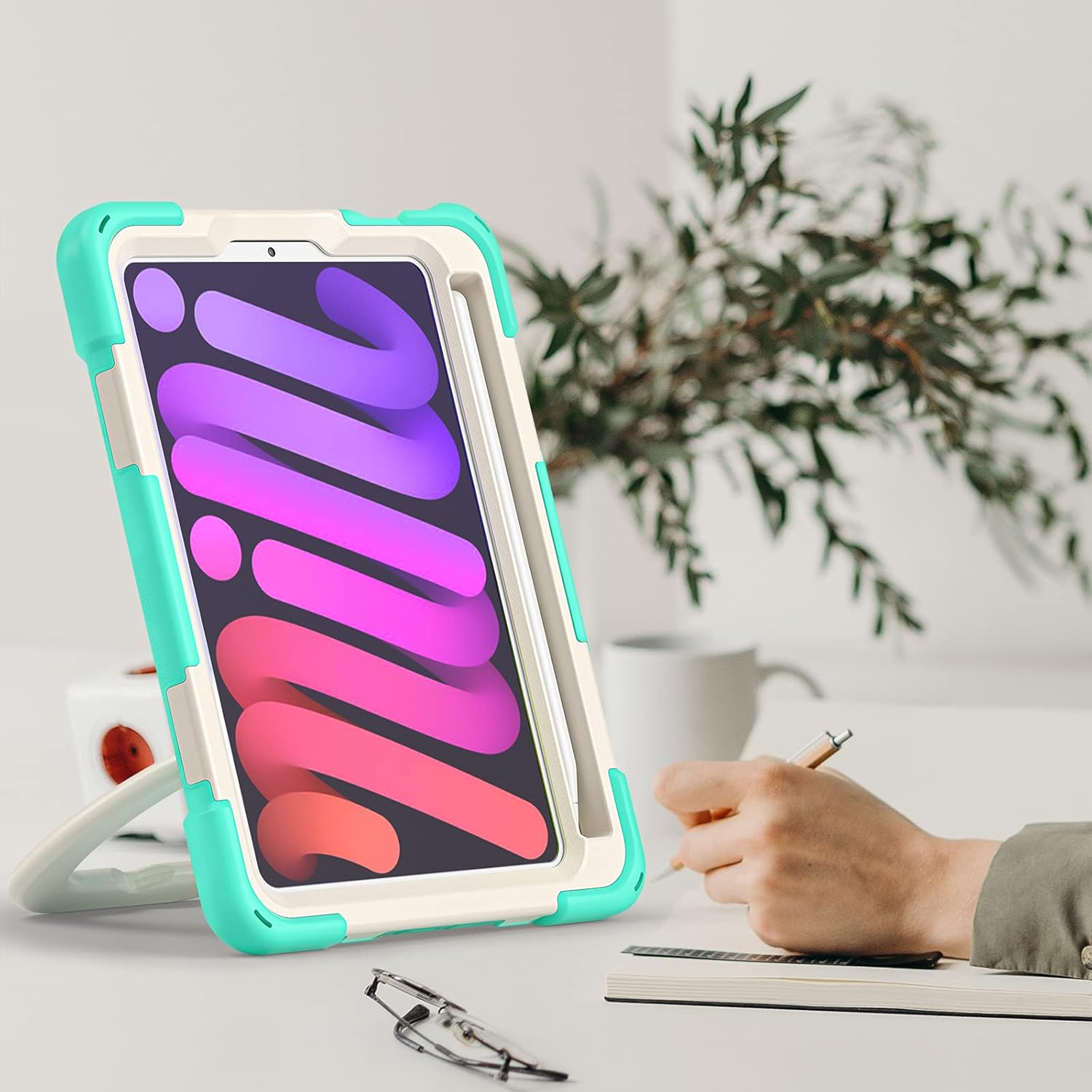 Husa pentru iPad Mini 6 8.3", 3 straturi, suport rotativ, cu curea ajustabila