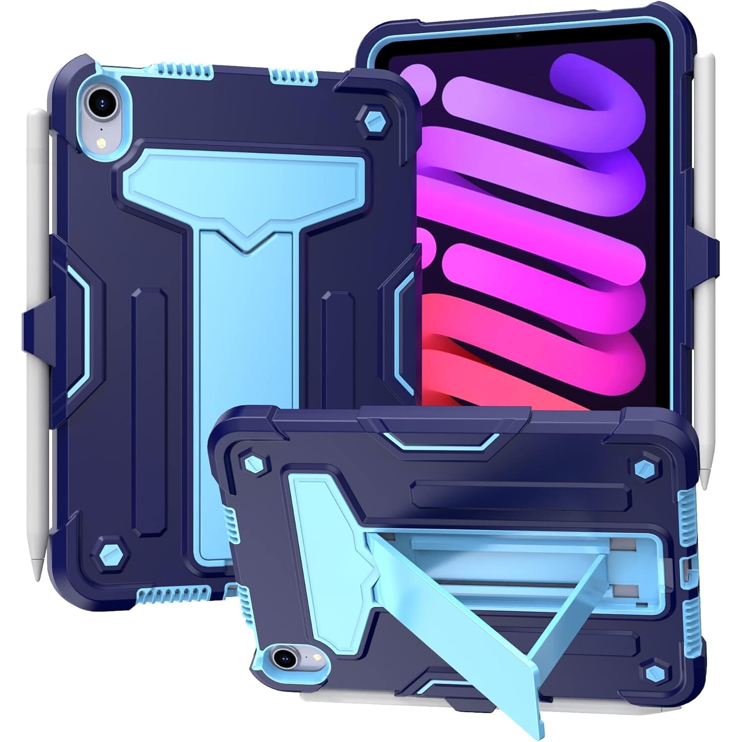 Husa pentru iPad Mini 6 8,3", cu suport si loc pentru pix, albastru