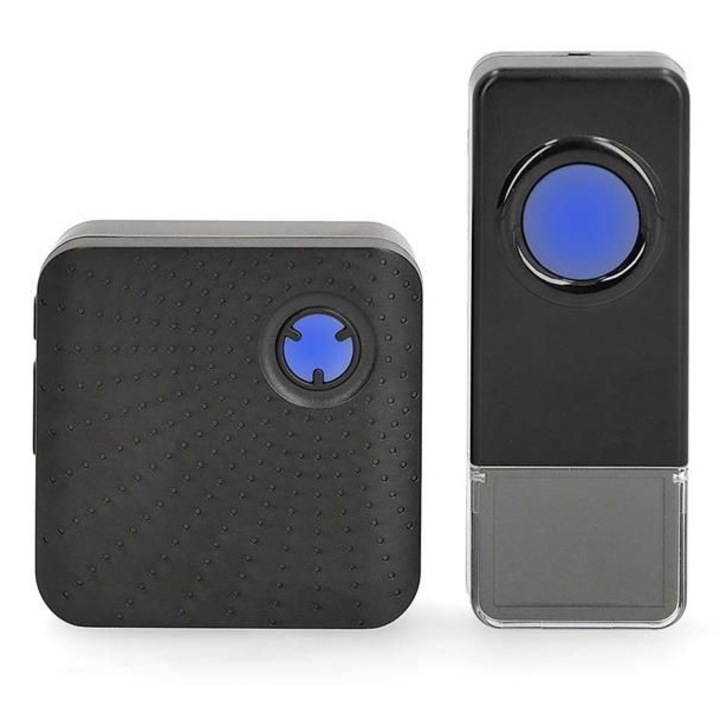 Sonerie wireless, volum 110dB, IP55, 1 receptor, negru