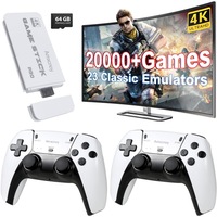Consola jocuri tip stick, Amxcnoy, Suport 2 jucatori, Cu 2 controler wireless, Iesire HDMI de inalta definitie, USB wireless 2.4 GHz, 64G, 20000 de jocuri incorporate, Operare usoara si de transportat, Plug si Play, Pentru TV, Proiector, Monitor, Alb