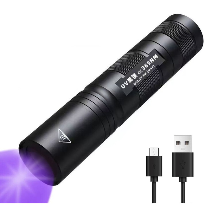 365nm UV фенерче, мини преносимо, презареждаемо с USB, за откриване на урина на котки и кучета, флуоресцентна идентификация, втвърдяваща се UV смола