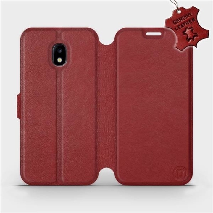 Husa flip din piele naturala MobiWear, pentru Samsung Galaxy J3 2017, rosie, cu suport si inchidere magnetica