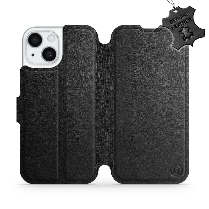 Tok, Mobiwear - Leather - L_BLS kompatibilis iPhone 15, Fekete