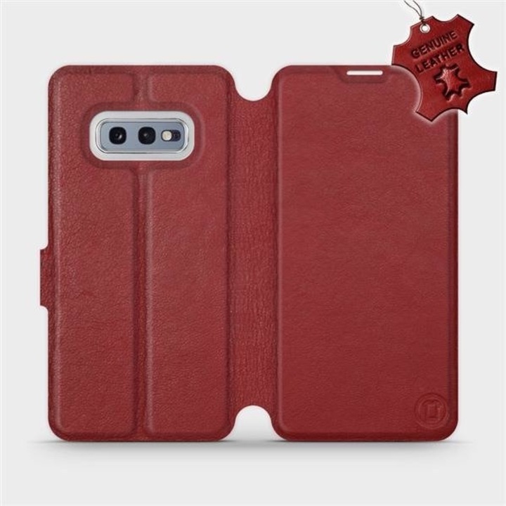 Husa flip din piele naturala MobiWear, pentru Samsung Galaxy S10e, rosie, cu suport si inchidere magnetica