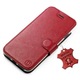 Флип калъф от естествена кожа MobiWear за Apple iPhone 11, червен, със стойка и магнитно закопчаване