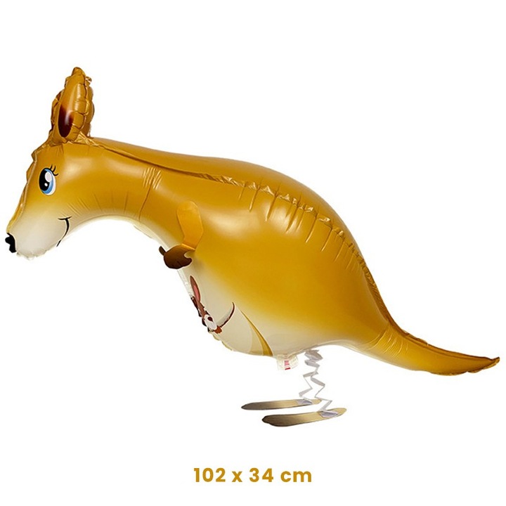 Balon din Protectie ecran Metalizata, Southern Sky, Figurina Animata, Model Cangur, 102x34 cm, Ambalaj Individual, Pai Inclus, Umflare cu Aer sau Heliu, Maro - calitate superioara
