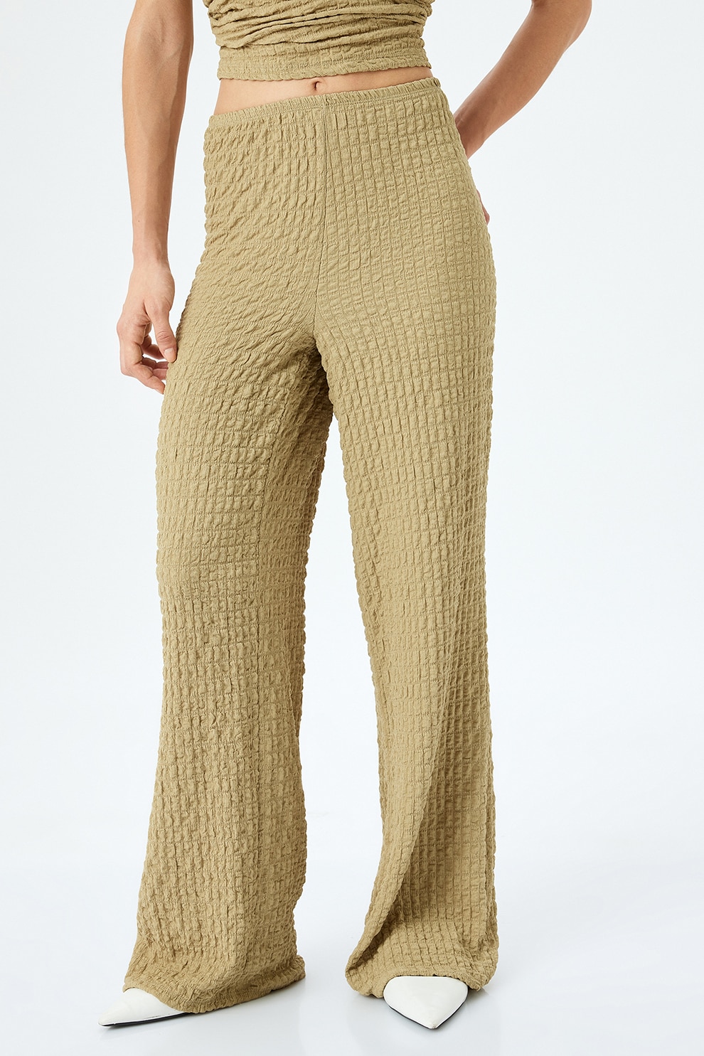 KOTON, Pantaloni uni evazati, Verde fistic, L