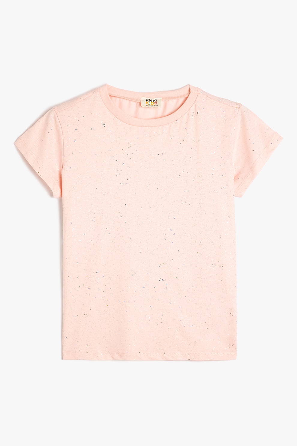 KOTON, Tricou cu decolteu la baza gatului, stralucitor, Piersica, 104-110 CM