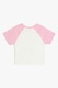 KOTON, Tricou cu decolteu la baza gatului si imprimeu grafic, Alb, Roz pastel, 122-128 CM