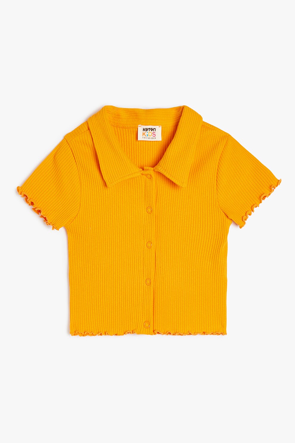 KOTON, Tricou striat cu nasturi, Portocaliu mandarina, 146-152 CM