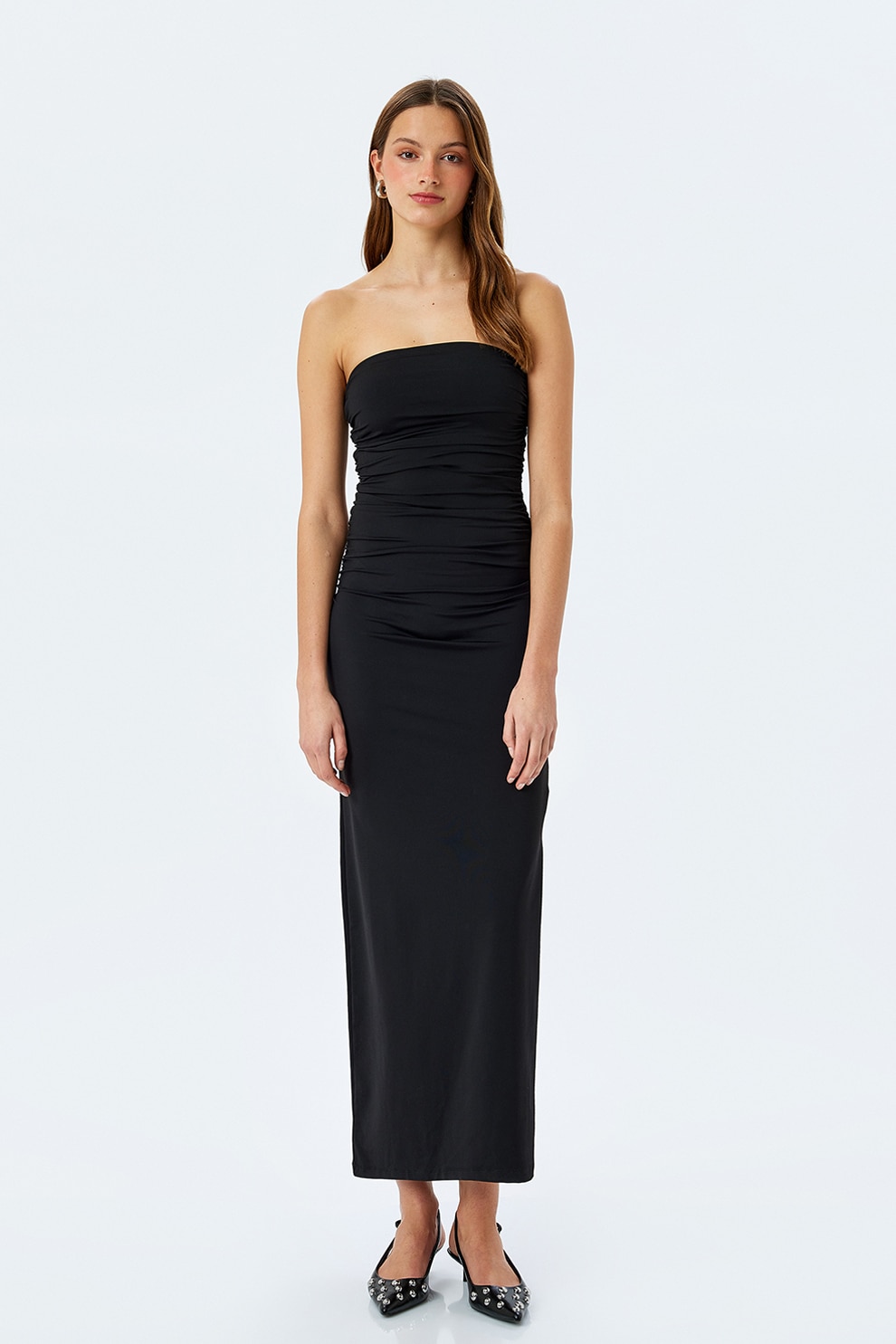 KOTON, Rochie maxi cu slit lateral, Negru, XL