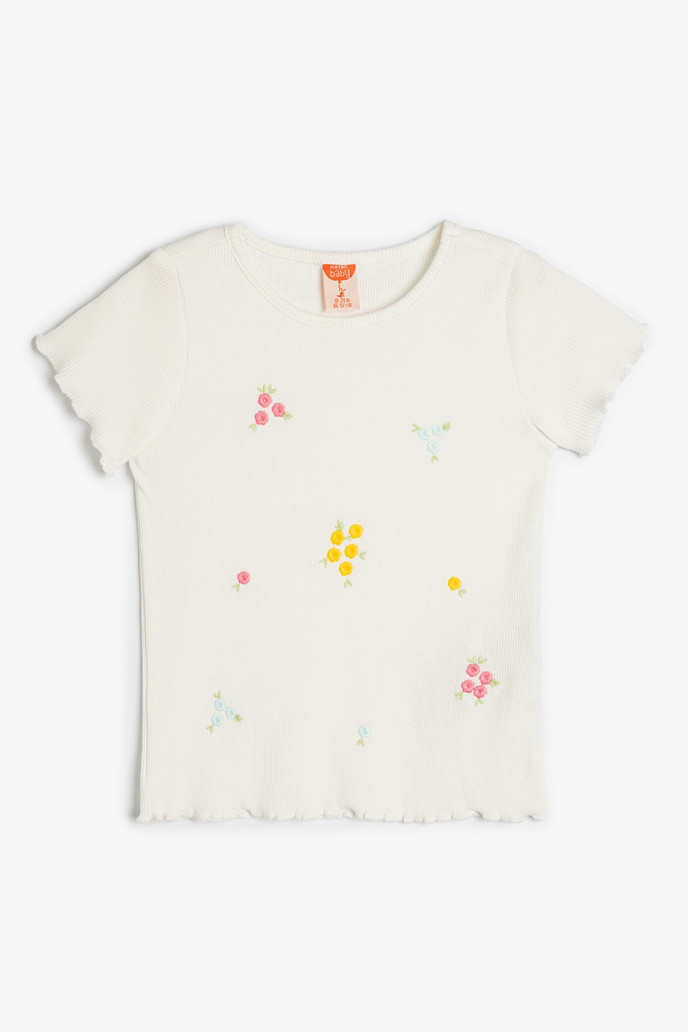 KOTON, Tricou cu broderie, Alb fildes, 104-110 CM
