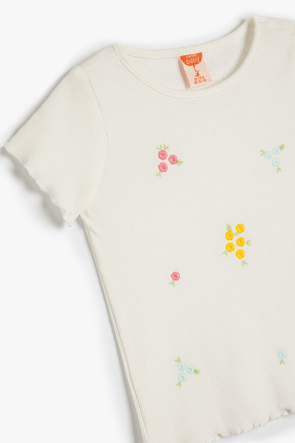 KOTON, Tricou cu broderie, Alb fildes, 80-86 CM