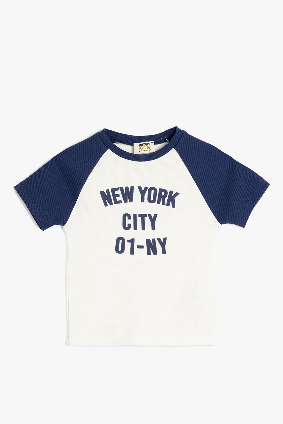KOTON, Tricou cu text si maneci raglan, Alb, Albastru inchis, 122-128 CM