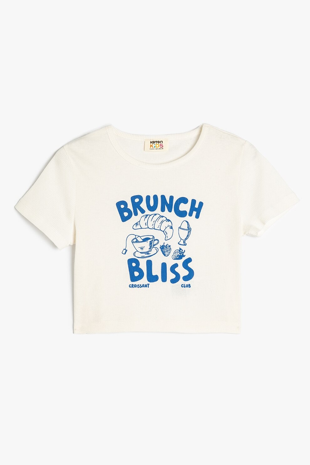 KOTON, Tricou cu imprimeu text, Albastru, Crem, 104-110 CM