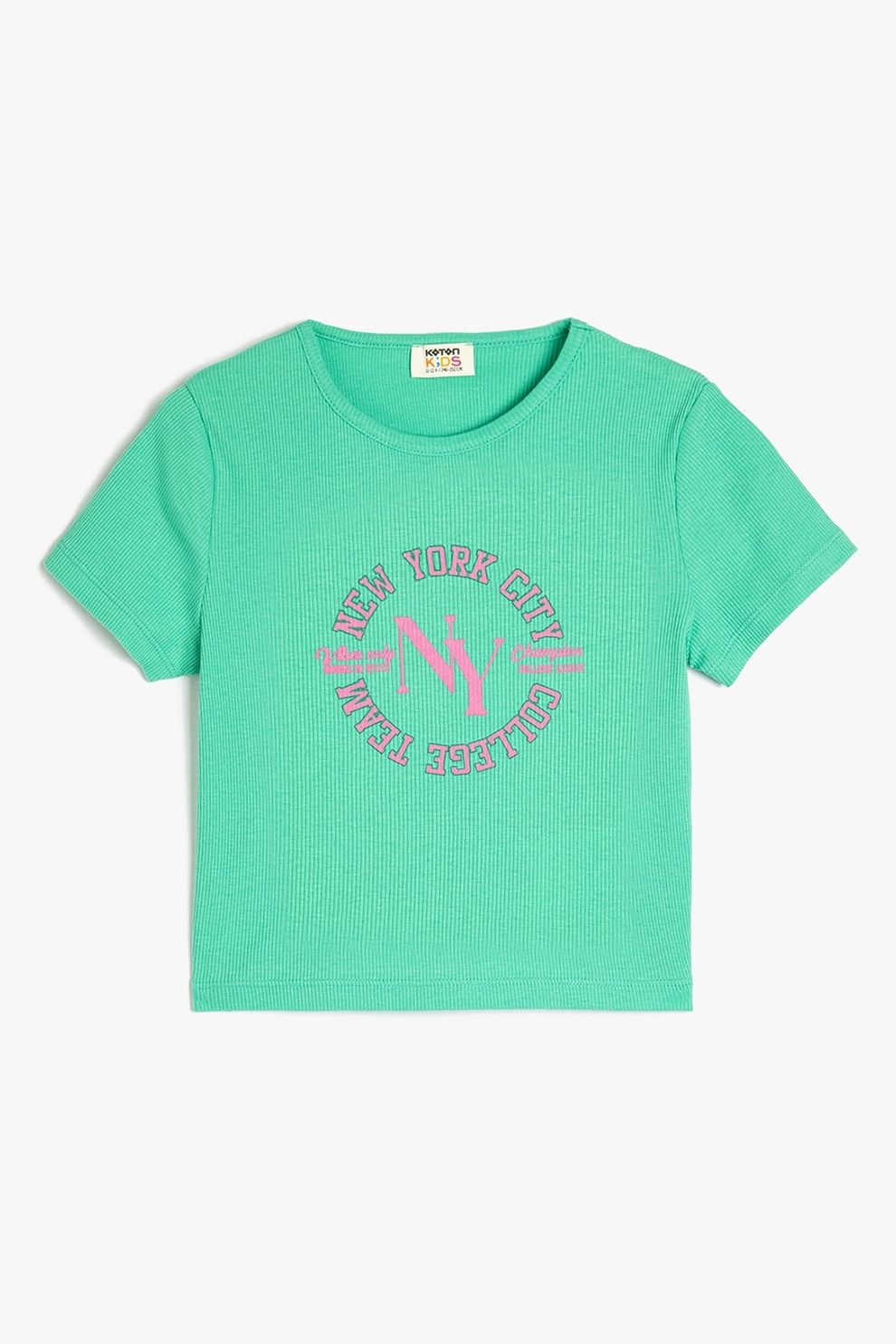 KOTON, Tricou de bumbac cu imprimeu text, Verde deschis, 122-128 CM