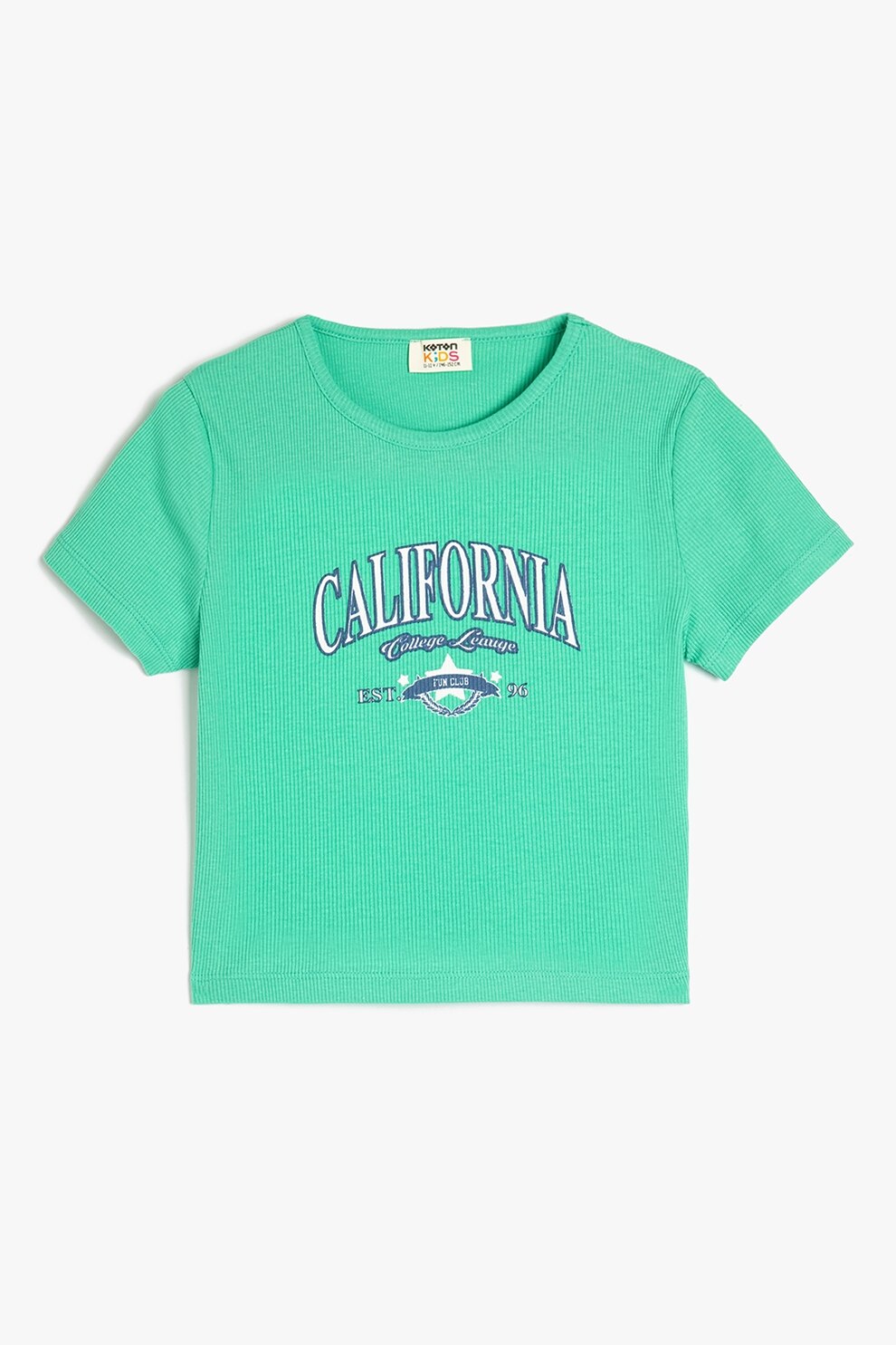 KOTON, Tricou de bumbac cu imprimeu text, Verde deschis, 122-128 CM