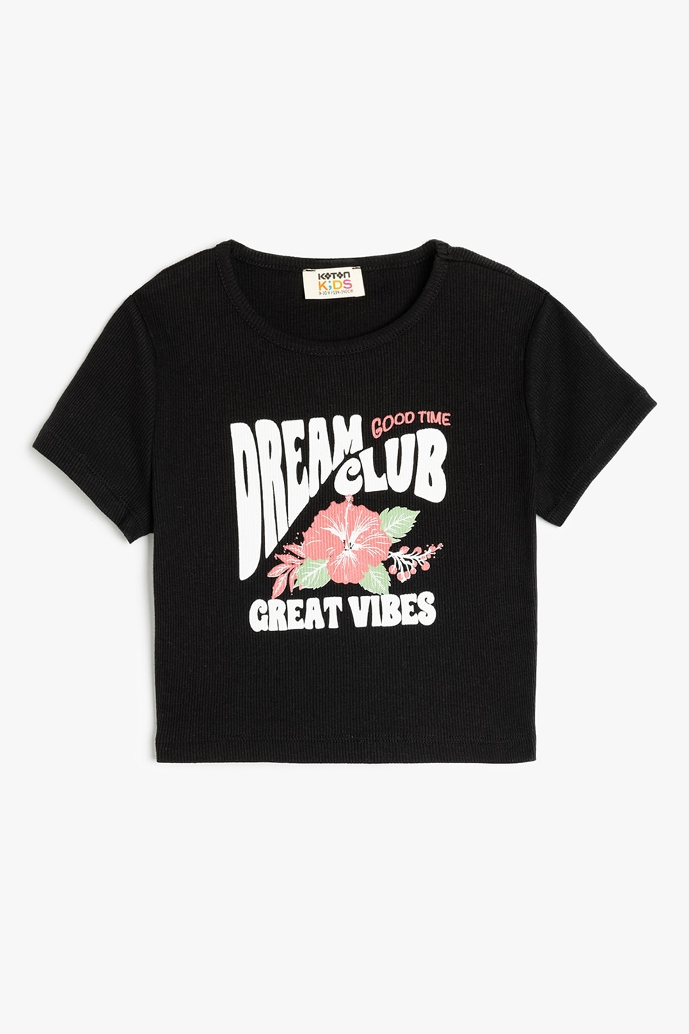 KOTON, Tricou cu imprimeu text, Alb, Negru, 122-128 CM