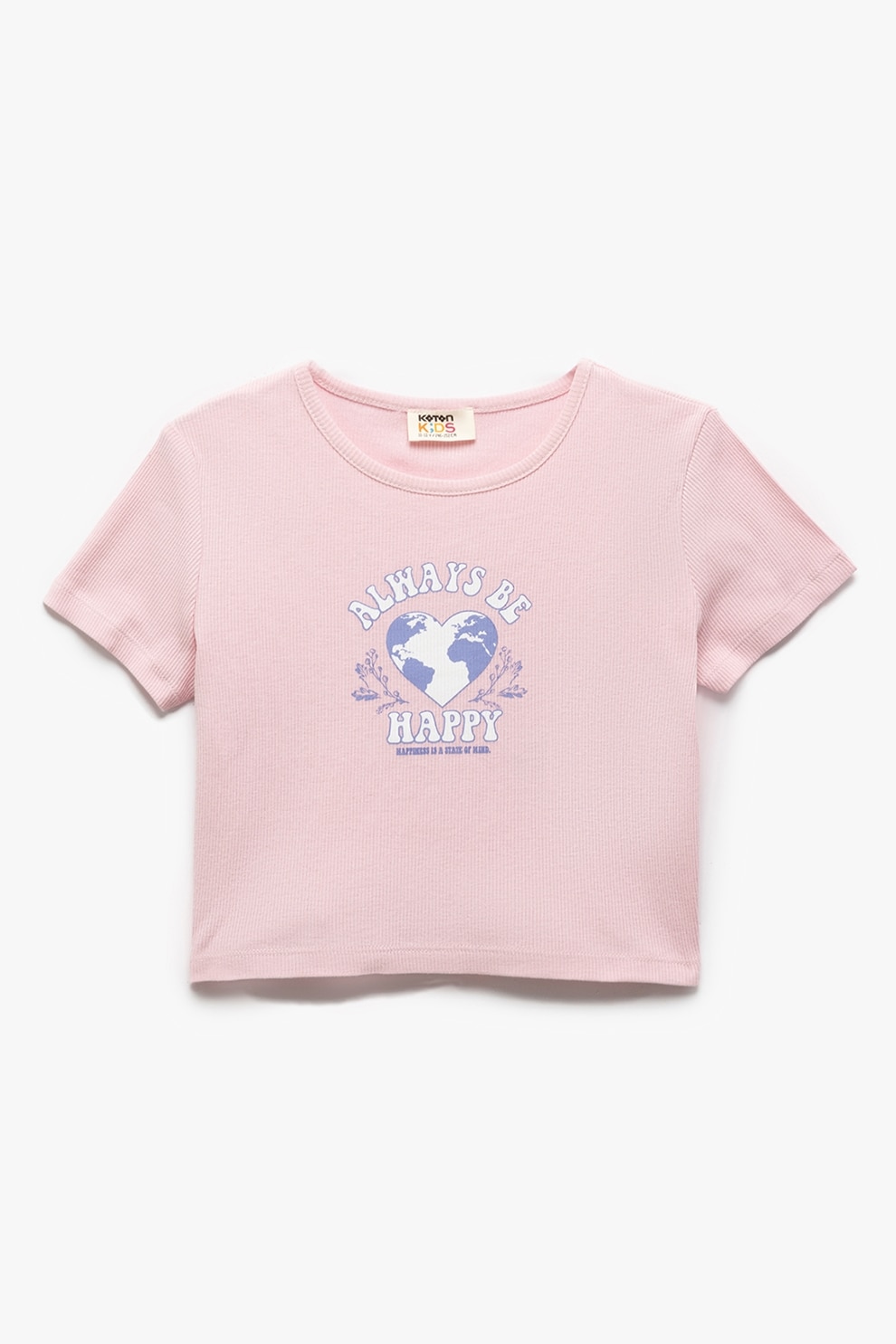 KOTON, Tricou crop cu imprimeu text, Roz deschis, 146-152 CM