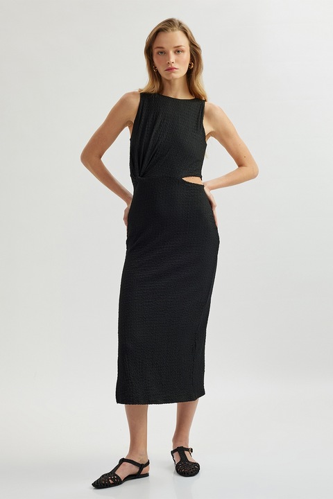 KOTON, Rochie midi cu slit lateral, Negru, XS