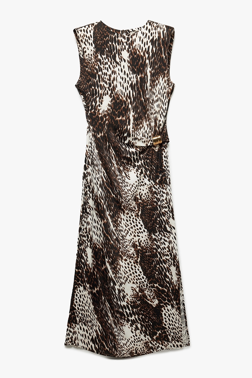 KOTON, Rochie cambrata cu animal print, Negru, Alb murdar, 38