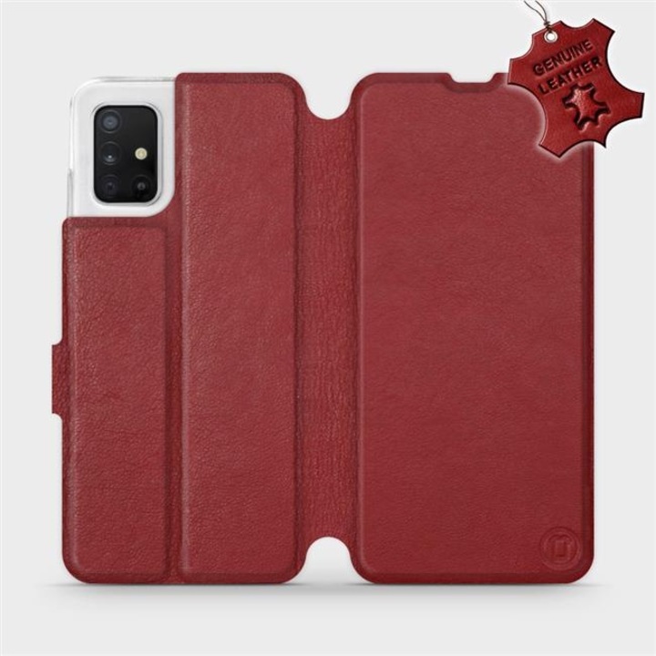 Husa flip din piele naturala MobiWear pentru Samsung Galaxy A51, rosie, cu suport si inchidere magnetica