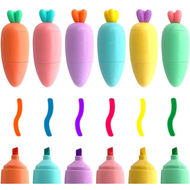 Set 6 Markere, Cerneala pe Baza de Apa, Multicolor, Dimensiuni Compacte