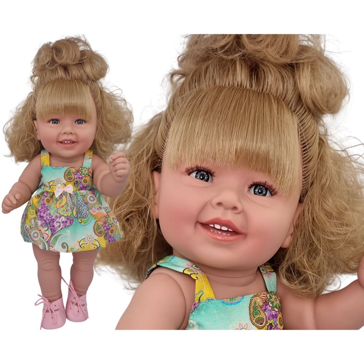 Manolo Diana baba, 47cm, spanyol, bakelit, szett ruhával, bugyival, cipővel