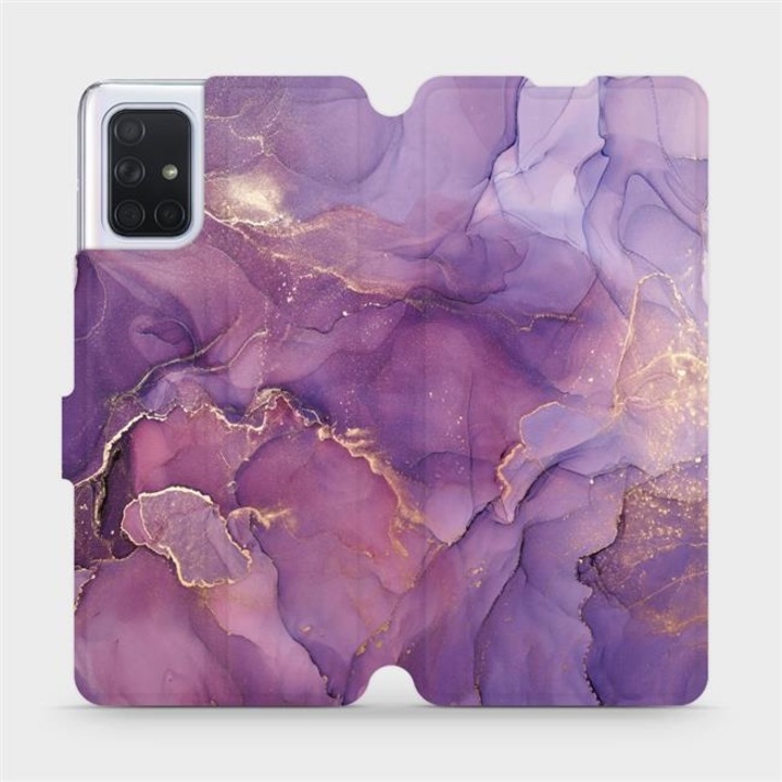 Husa flip Mobiwear, pentru Samsung Galaxy A71, mov, rezistent la socuri si zgarieturi