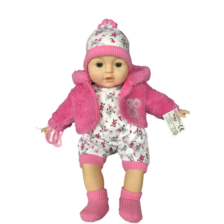 Lala Bobas MARIOTOYS, 45cm, vorbeste si canta, ochi care se inchid, cu suzeta