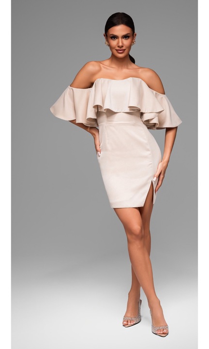 Миди вечерна рокля LARICA LA-OM-DLR066, Бежов