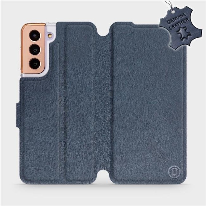 Husa telefon, piele naturala, MobiWear, pentru Samsung Galaxy S21 5G, albastru, cu suport si inchidere magnetica