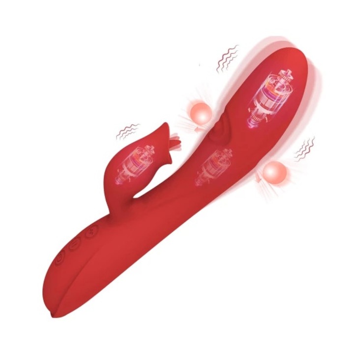 Вибратор LoveS Flap and Lick, Червен