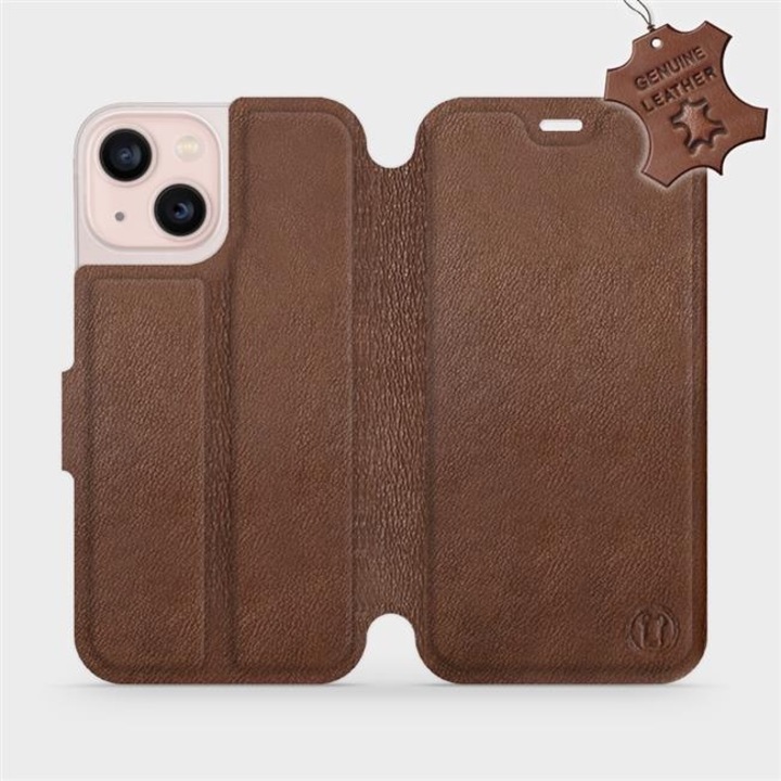 Telefon borító, természetes bőr, MobiWear, Apple iPhone 13 Minihez, barna