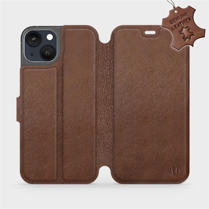 Telefontok, természetes bőr, MobiWear, Apple iPhone 13-hoz, barna, tartó, ütésálló