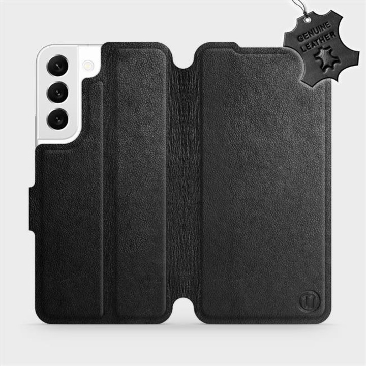 Husa, piele naturala, MobiWear, pentru Samsung Galaxy S22, negru, cu suport si inchidere magnetica